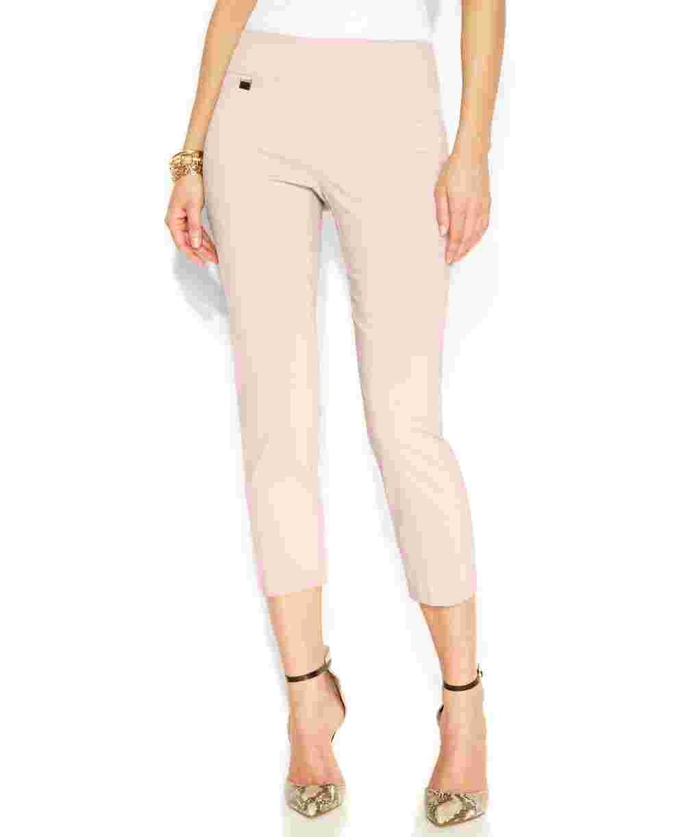Calça Capri Alfani Feminina Petite Tummy-Control Pull-On Rosa Tamanho 10 P