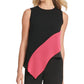 Blusa feminina DKNY assimétrica com blocos de cores, preta, tamanho médio