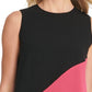 Blusa feminina DKNY assimétrica com blocos de cores, preta, tamanho médio