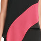 Blusa feminina DKNY assimétrica com blocos de cores, preta, tamanho médio