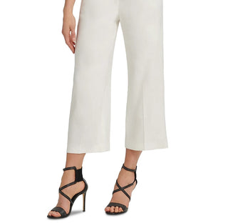 Calça cropped feminina DKNY de perna larga, branca, tamanho 16