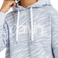 Calvin Klein Moletom com capuz feminino com estampa de zebra e logotipo azul, tamanho extragrande