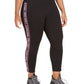 Calça legging Calvin Klein feminina com logo lateral CroPetite Petiteed, preta, tamanho 2X
