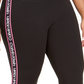 Calça legging Calvin Klein feminina com logo lateral CroPetite Petiteed, preta, tamanho 2X