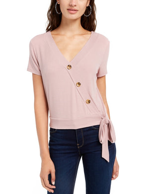 Blusa com sobrepeliz lateral Pink Rose Junior's tamanho pequeno