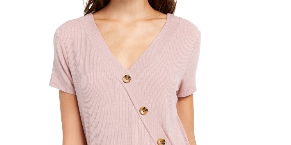 Blusa com sobrepeliz lateral Pink Rose Junior's tamanho pequeno