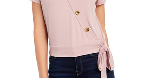 Blusa com sobrepeliz lateral Pink Rose Junior's tamanho pequeno