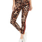 Calça legging feminina Calvin Klein com estampa animal e listras, cintura alta, marrom, tamanho médio