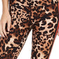 Calça legging feminina Calvin Klein com estampa animal e listras, cintura alta, marrom, tamanho médio