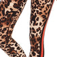 Calça legging feminina Calvin Klein com estampa animal e listras, cintura alta, marrom, tamanho médio