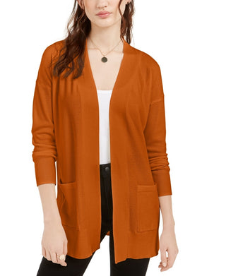 Cardigan aberto Pink Rose Juniors marrom escuro tamanho médio