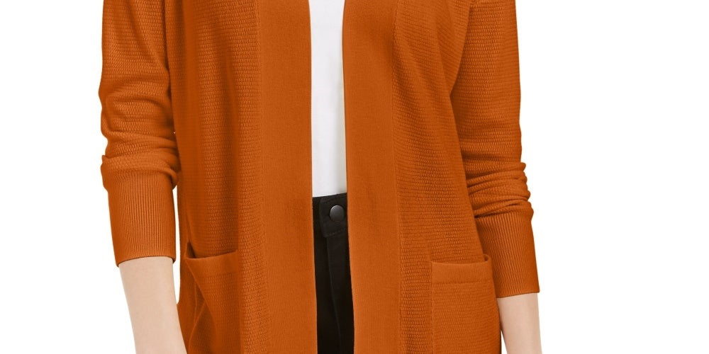 Cardigan aberto Pink Rose Juniors marrom escuro tamanho médio