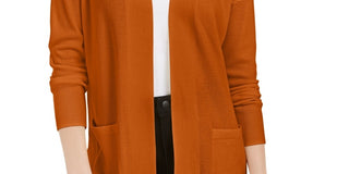 Cardigan aberto Pink Rose Juniors marrom escuro tamanho médio