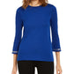 Blusa feminina Michael Kors com manga sino e detalhes em azul, tamanho pequeno