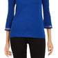 Blusa feminina Michael Kors com manga sino e detalhes em azul, tamanho pequeno
