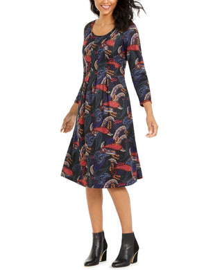 Vestido plissado com estampa paisley feminino da coleção NY, tamanho X-G, preto