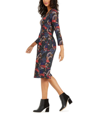 Vestido plissado com estampa paisley feminino da coleção NY, tamanho X-G, preto