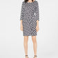 Vestido justo estampado com babados e bainha feminina NY Collection, preto, tamanho pequeno médio