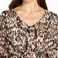 Vestido feminino estampado com cintura império, coleção NY, tamanho pequeno, marrom, pequeno, pequeno