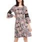 Vestido feminino NY Collection Petite Crochet Trim com manga sino, preto, tamanho Petite Large