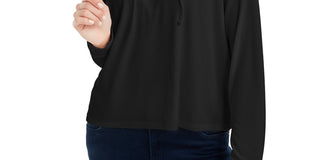 Moletom com capuz e malha canelada Pink Rose Juniors, tamanho grande, preto