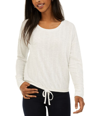 Blusa com cordão e bainha para bebês Pink Rose Junior, tamanho médio, branca