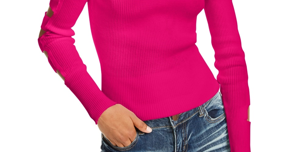 Suéter infantil com mangas treliçadas Almost Famous, roxo, tamanho X-S