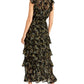 Vestido longo com babados estampados Issa da Rachel Roy para mulheres, preto, tamanho 4