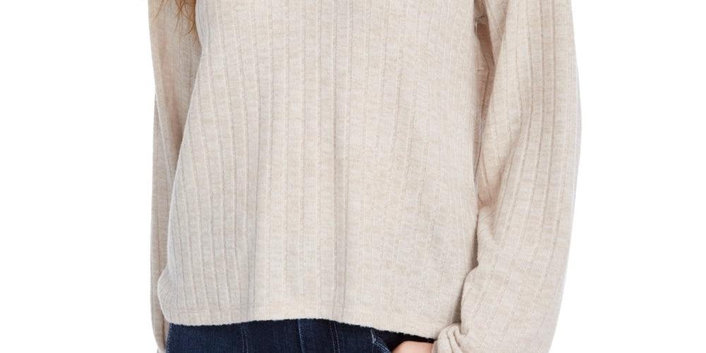 Moletom com capuz Henley canelado Ultra Flirt Junior's Bege, tamanho X-S