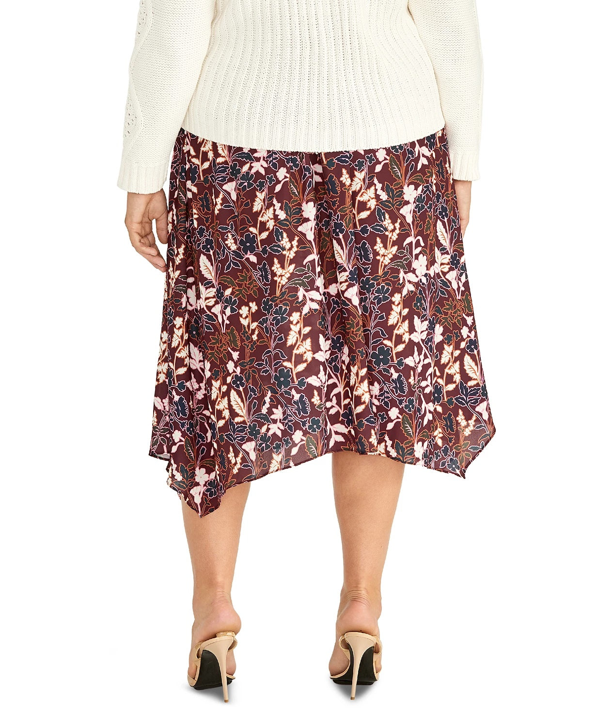 Saia feminina estampada plus size da Rachel Roy, vermelha, tamanho 3X