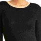 Blusa feminina preta de manga comprida e gola redonda Rachel Roy, tamanho grande