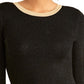 Rachel Roy Metallic Ringer Pullover Suéter Preto Tamanho X-G