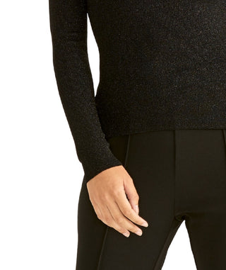 Rachel Roy Metallic Ringer Pullover Suéter Preto Tamanho X-G