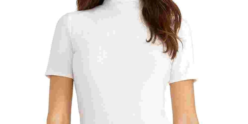 Blusa feminina Rachel Roy de algodão com gola alta, branca, tamanho grande