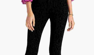 Calça jeans feminina Rachel Roy com estampa animal, preta, tamanho 30