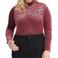 Rachel Roy Feminino Trendy Plus Size Val Estampa de Leopardo Gola Alta Rosa Tamanho 3X