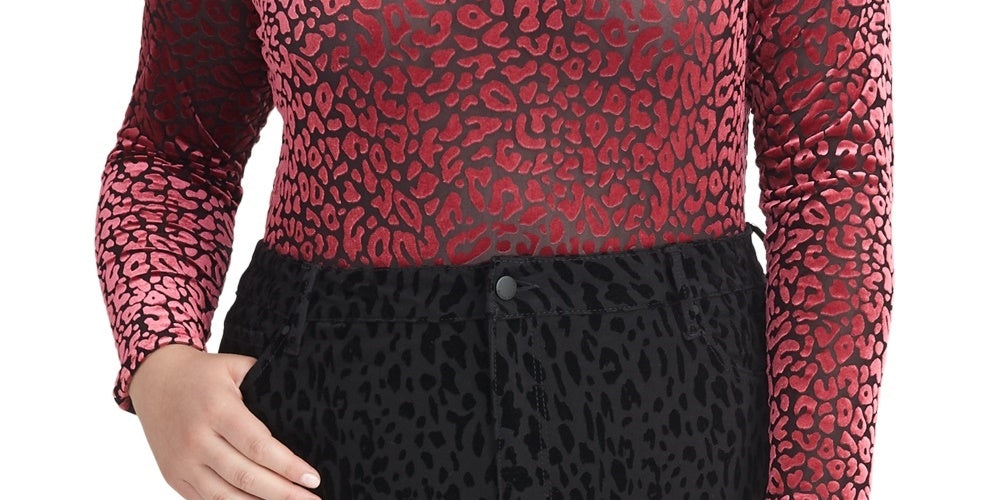 Rachel Roy Feminino Trendy Plus Size Val Estampa de Leopardo Gola Alta Rosa Tamanho 3X