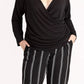 Top drapeado moderno feminino Rachel Roy, preto, tamanho 2X