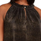 Rachel Roy Plus Size Andy Metallic Halter Regata Feminina Preta Tamanho 1X