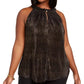 RACHEL Rachel Roy Top Halter Metálico Plus Size Feminino Trendy Preto Tamanho 3X