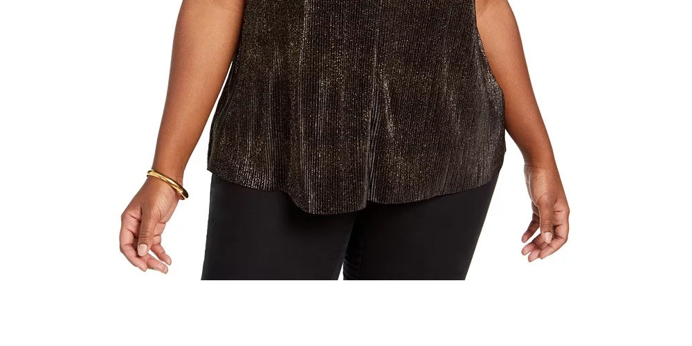 RACHEL Rachel Roy Top Halter Metálico Plus Size Feminino Trendy Preto Tamanho 3X