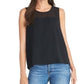 Rachel Roy Top sem mangas feminino com jugo de malha, preto, tamanho pequeno