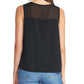 Rachel Roy Top sem mangas feminino com jugo de malha, preto, tamanho pequeno