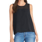 Rachel Roy Top sem mangas feminino com jugo de malha, preto, tamanho XX-G
