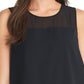 Rachel Roy Top sem mangas feminino com jugo de malha, preto, tamanho XX-G