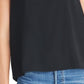 Rachel Roy Top sem mangas feminino com jugo de malha, preto, tamanho XX-G
