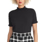 Blusa feminina Rachel Roy Elle com babados e gola alta, preta, tamanho grande