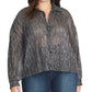 Blusa feminina Rachel Roy Trendy Plus Size Ben Metallic Crinkle, prata, tamanho 1X