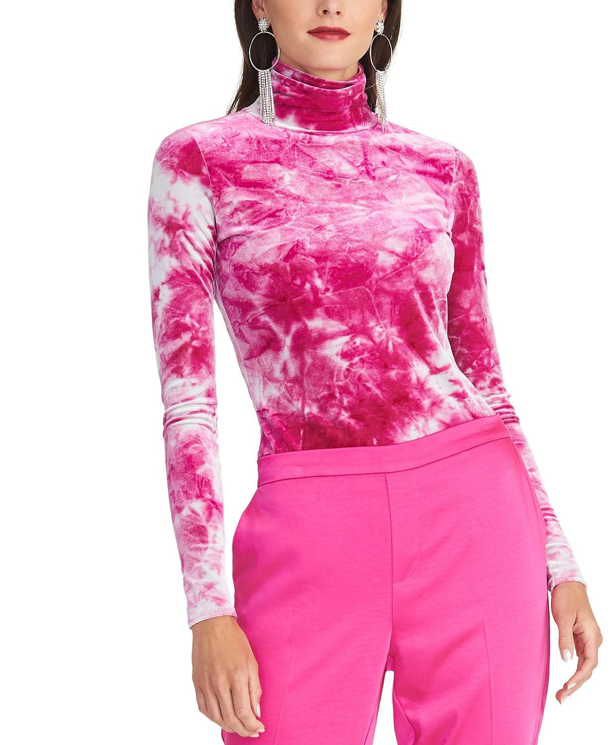 Rachel Roy Val Tie-Dyed Top de gola alta feminino roxo tamanho médio