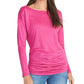 Blusa feminina Chloe com decote canoa, rosa, tamanho extrapequeno, Rachel Roy
